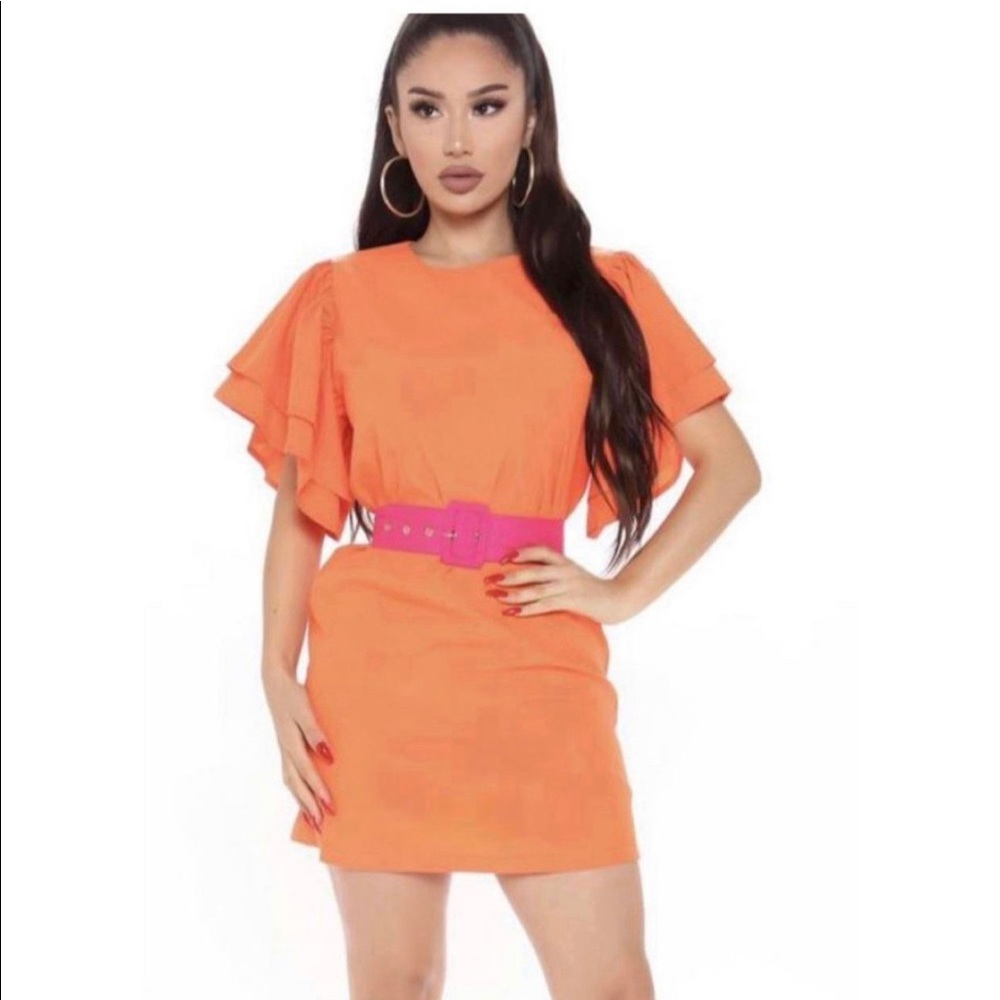 Color Block Ruffle Dress -Small